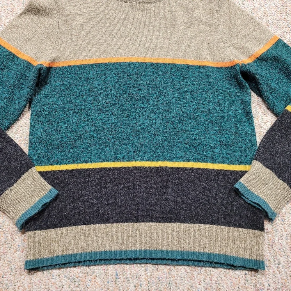 O'Hanlon Mills Sweater Men Large Multi Striped Crewneck Lambs Wool Blend Outdoor